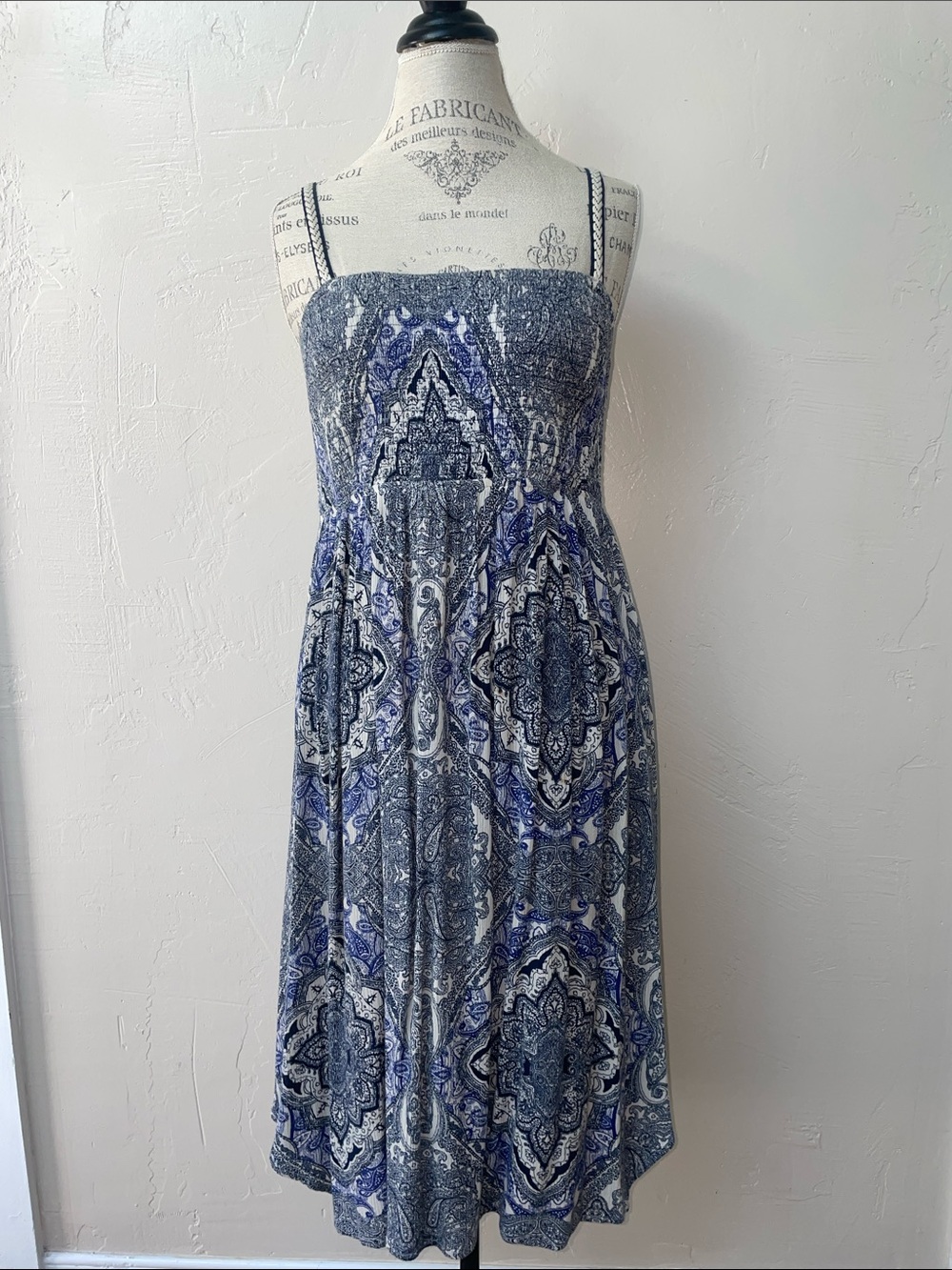 Smocked Blue Paisley Sundress